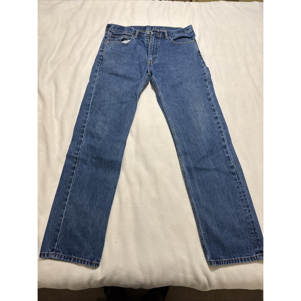 Levi's 505 Straight Fit Men Size 36x34 Dark Stonewashed Finish LOOK AT SIZE PICS